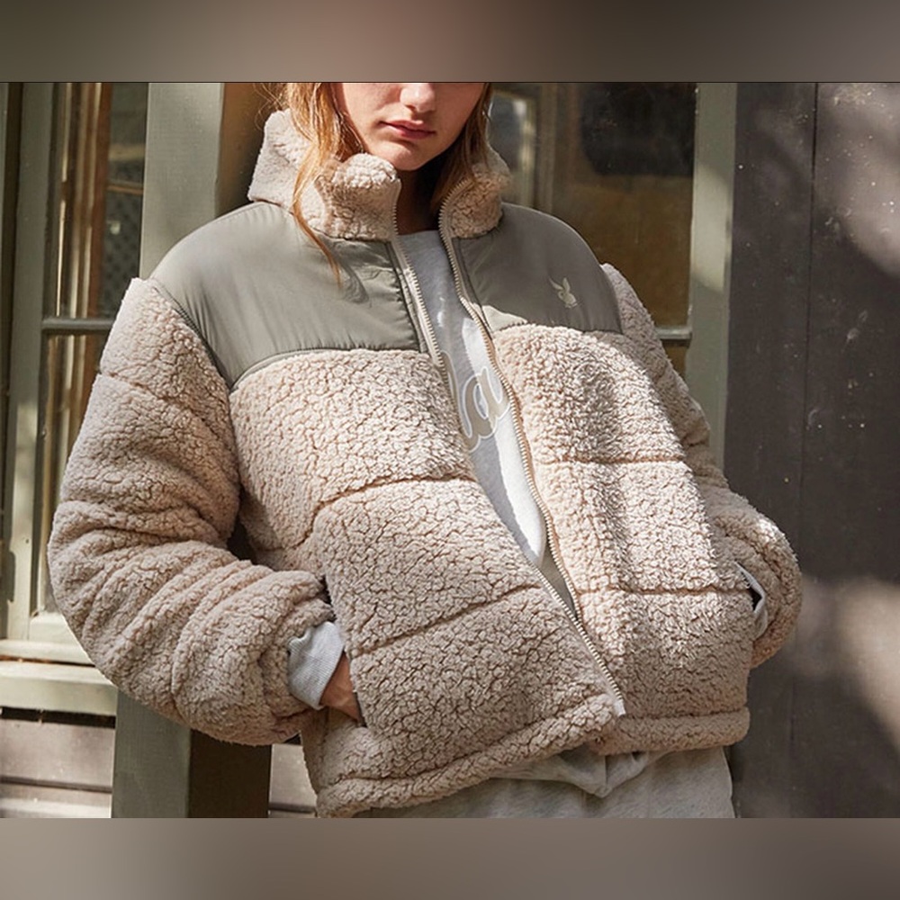 Playboy By PacSun Apres Ski Puffer Jacket | Ivory | Size XS/S